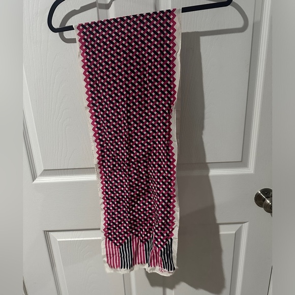 Anne Klein Accessories - Vintage Anne Klein Pink and Black Geometric 100% Silk Scarf